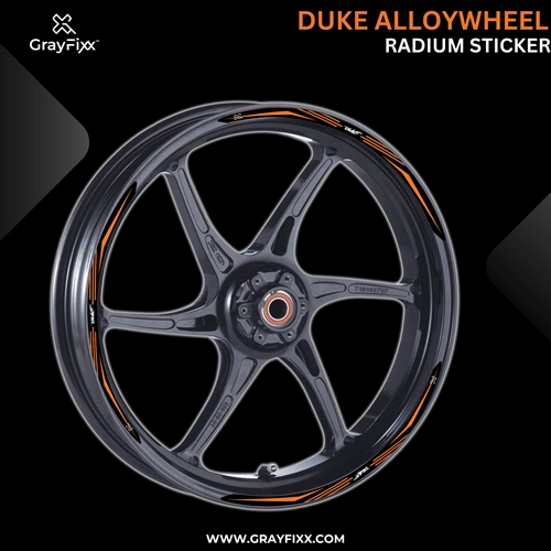 Alloy Wheel Radium Sticker For Duke 125/200/390 | Printed In Premium Radium With FPF(Fade Protection Film), Water Proof, Precut Sticker, Pack Of 12